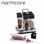 Coffee Bean Cellars (6 glass tubes), with Stand - Transparent 